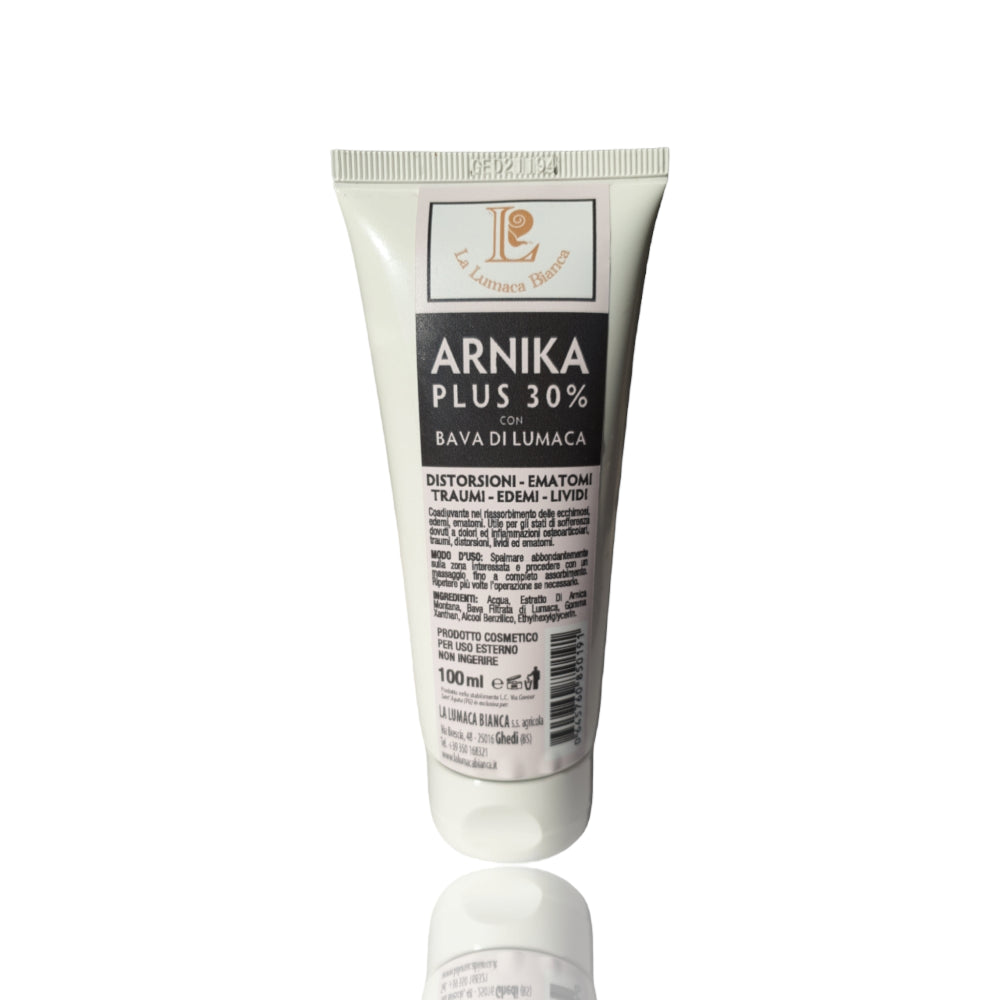 Crema Arnika Plus distorsione e infiammazioni. Integratore naturale con bava di lumaca - la lumaca bianca - Ghedi